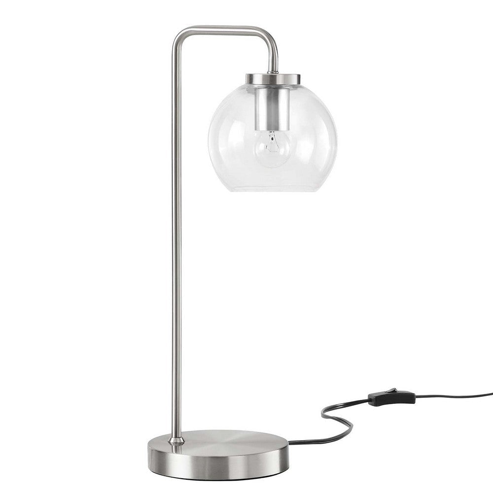 Modway Silo Glass Globe Glass and Metal Table Lamp in Satin Nickel