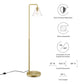 Modway Element Transparent Glass Glass and Metal Floor Lamp in Satin Brass MDY-EEI-5618-SBR