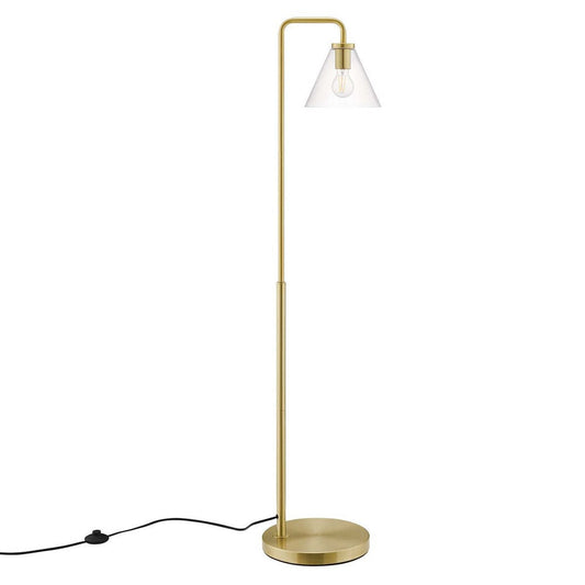 Modway Element Transparent Glass Glass and Metal Floor Lamp in Satin Brass