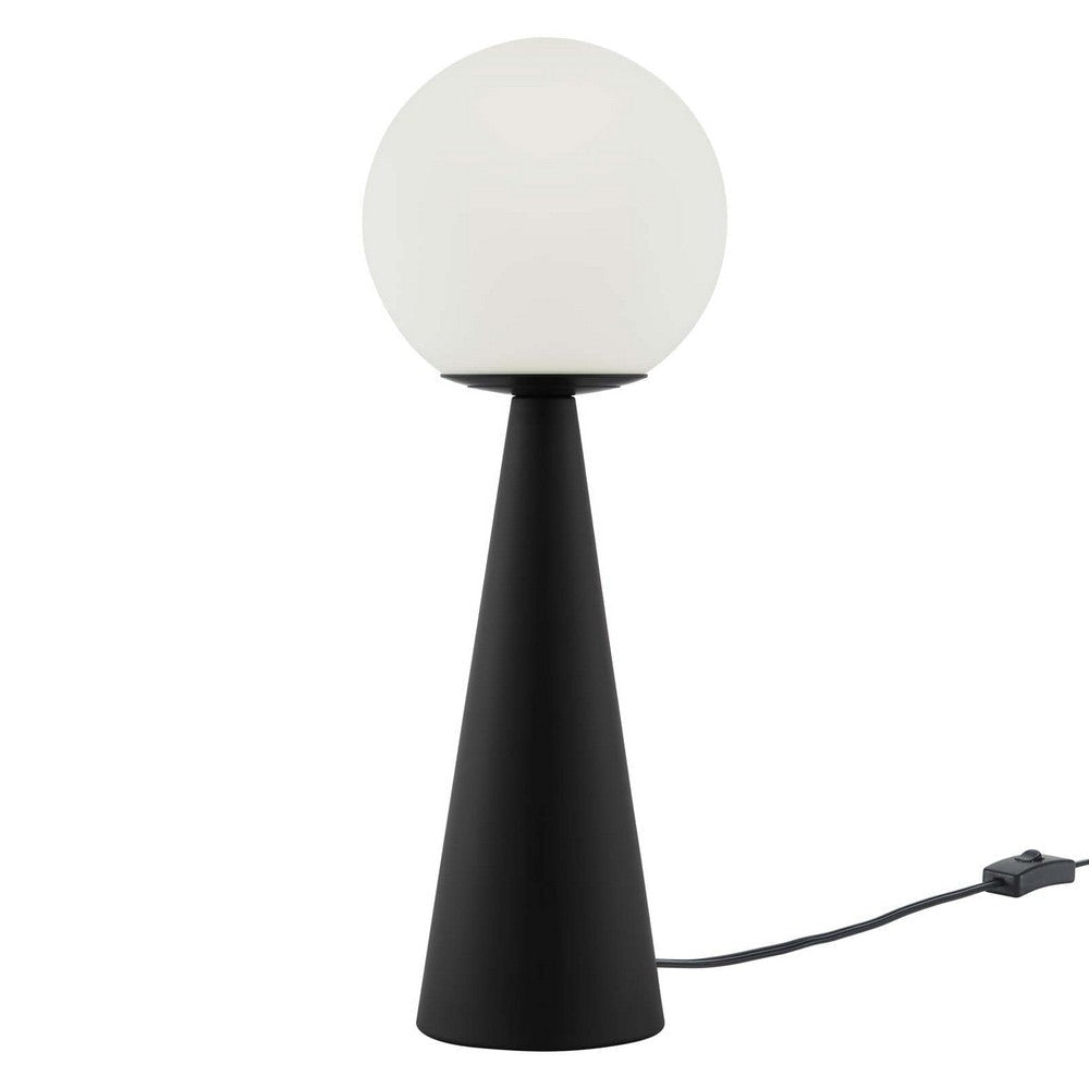 Modway Apex Glass Globe Glass Table Lamp in White Black