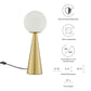 Modway Apex Glass Globe Glass Table Lamp in White Satin Brass MDY-EEI-5621-WHI-SBR