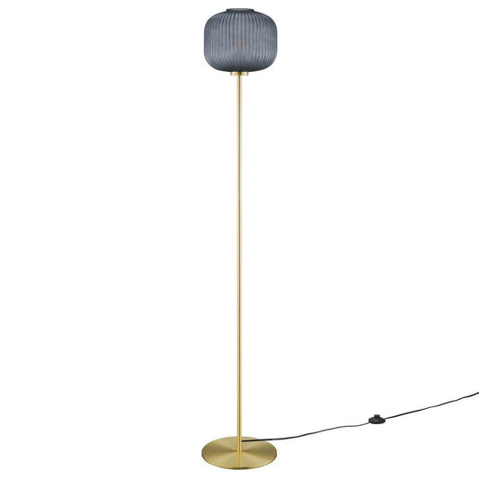 Modway Reprise Glass Sphere Glass and Metal Floor Lamp in Black Satin Brass