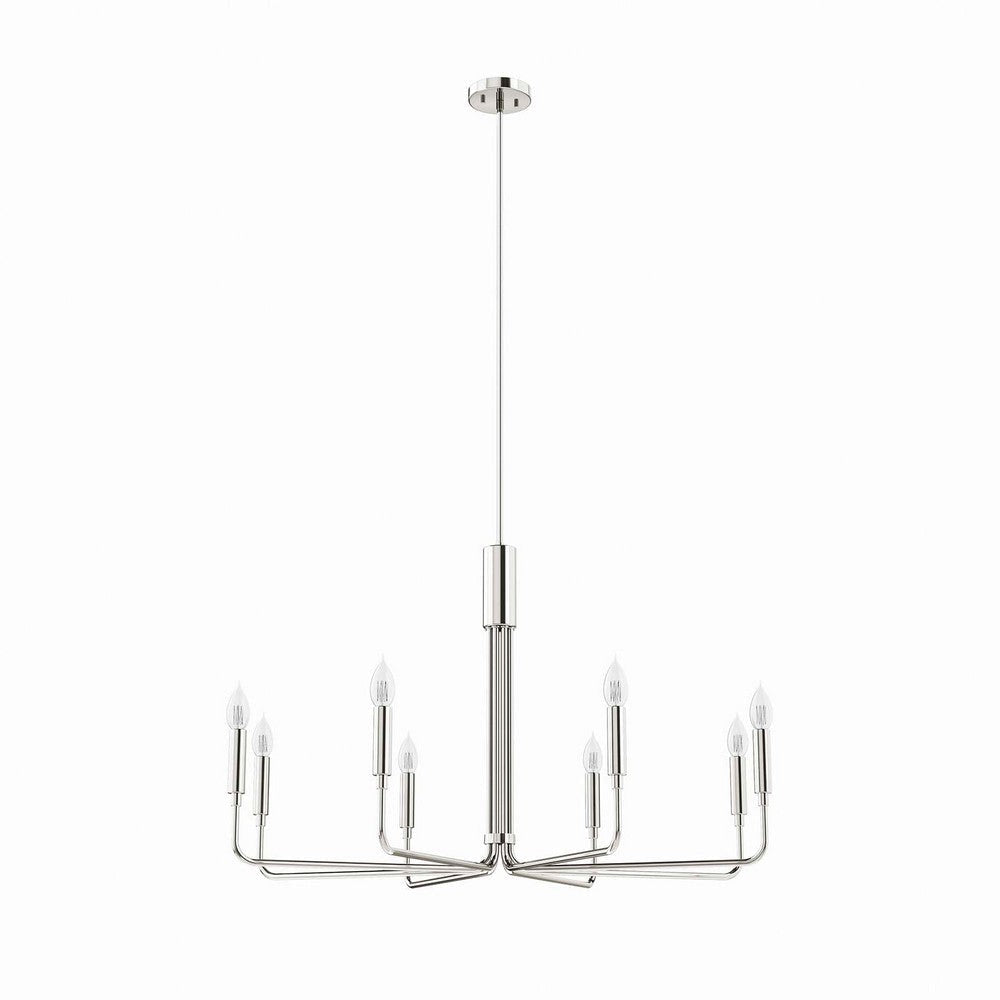 Modway Rekindle 8-Light Chandelier in Polished Nickel, Silver, 25 x 47.5 x 77.5