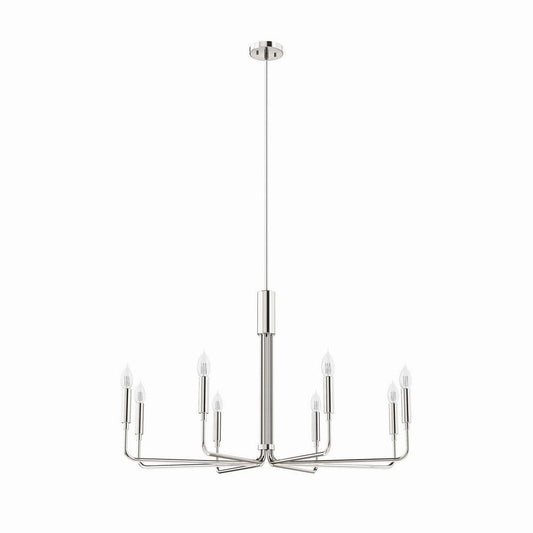 Modway Rekindle 8-Light Chandelier in Polished Nickel, Silver, 25 x 47.5 x 77.5