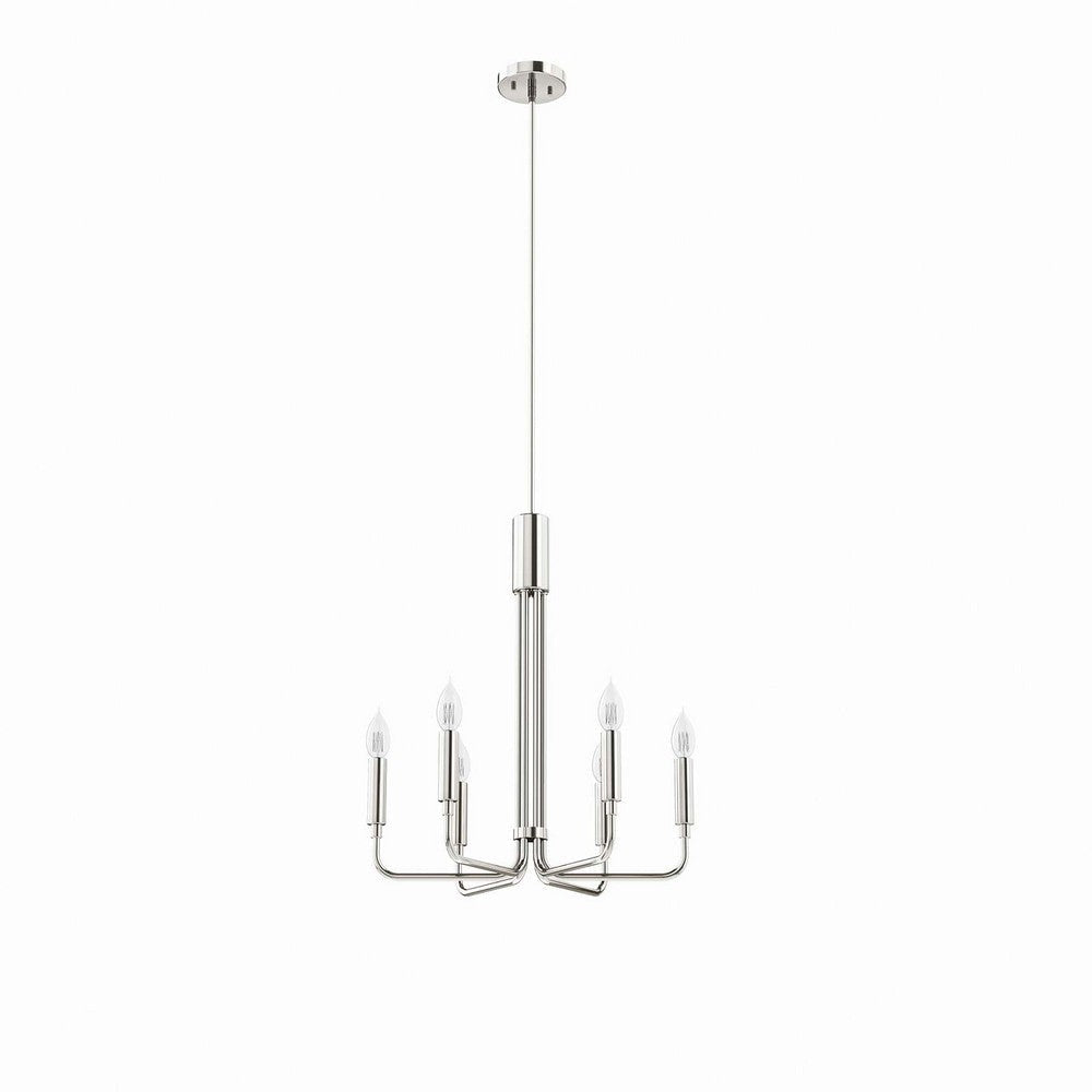 Modway Rekindle 6-Light Chandelier in Polished Nickel,Brown