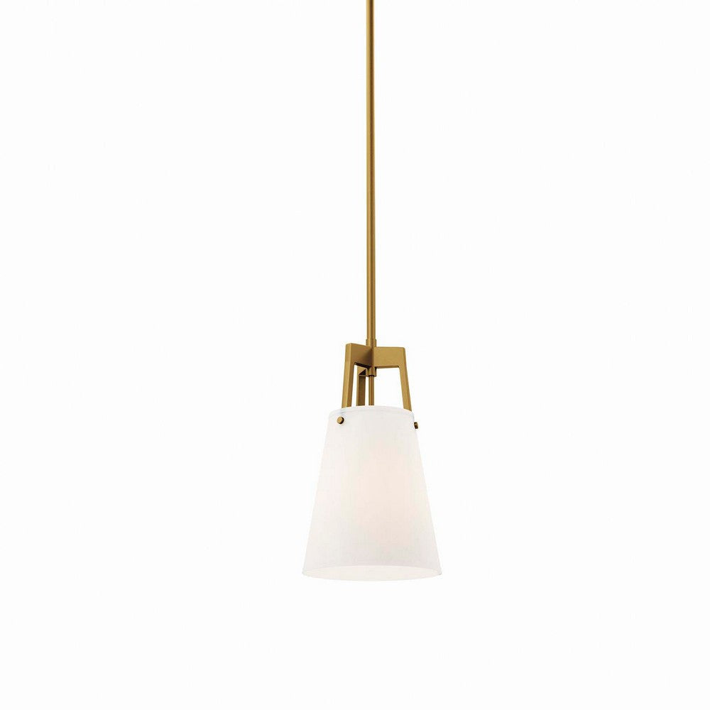 Modway Aspire Pendant Light in White Satin Brass Brown 7.5 x 7.5 x 62 MDY-EEI-5639-WHI-SBR