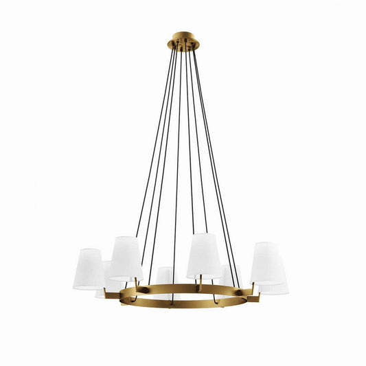 Modway Surround 8-Light Chandelier in White Satin Brass