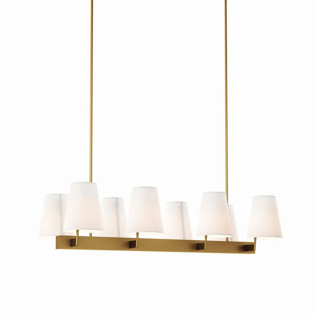 Modway Enthrall 8-Light Chandelier in White Satin Brass MDY-EEI-5642-WHI-SBR