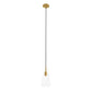 Beacon 1-Light Pendant Light in Clear Satin Brass