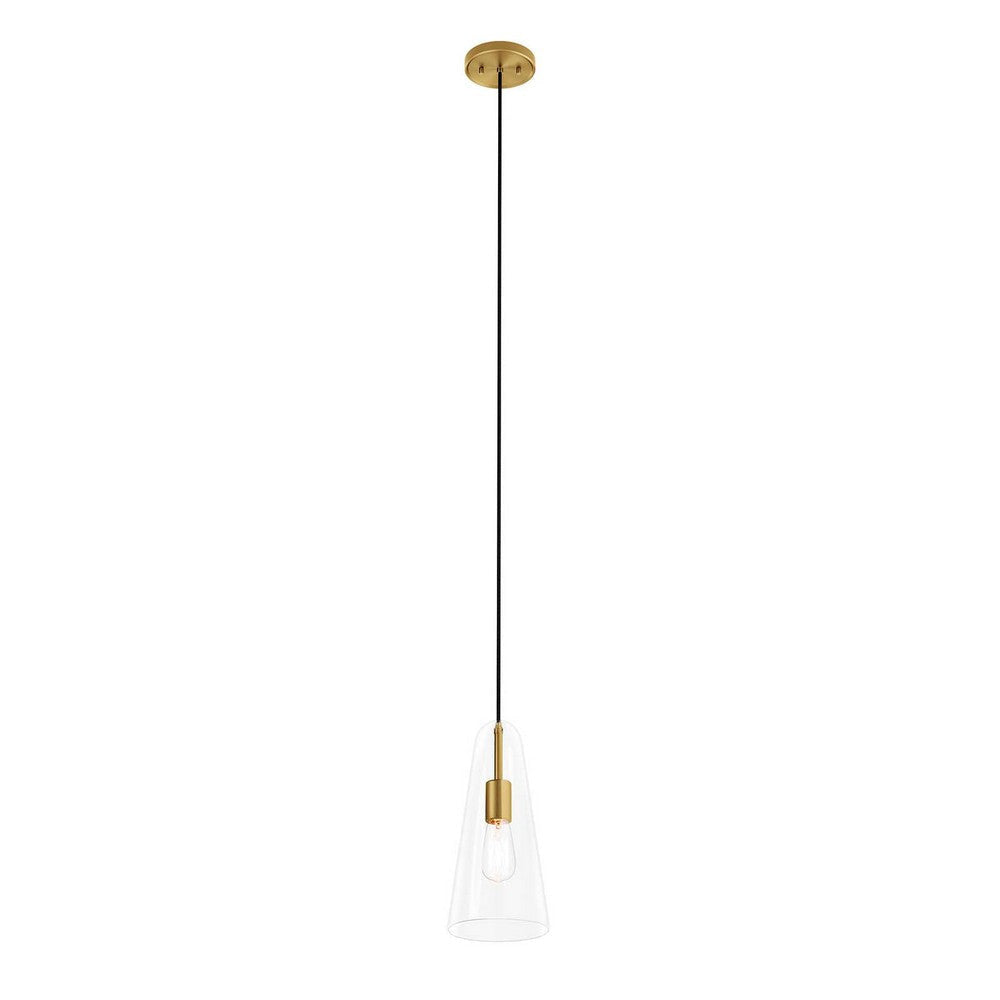 Beacon 1-Light Pendant Light in Clear Satin Brass