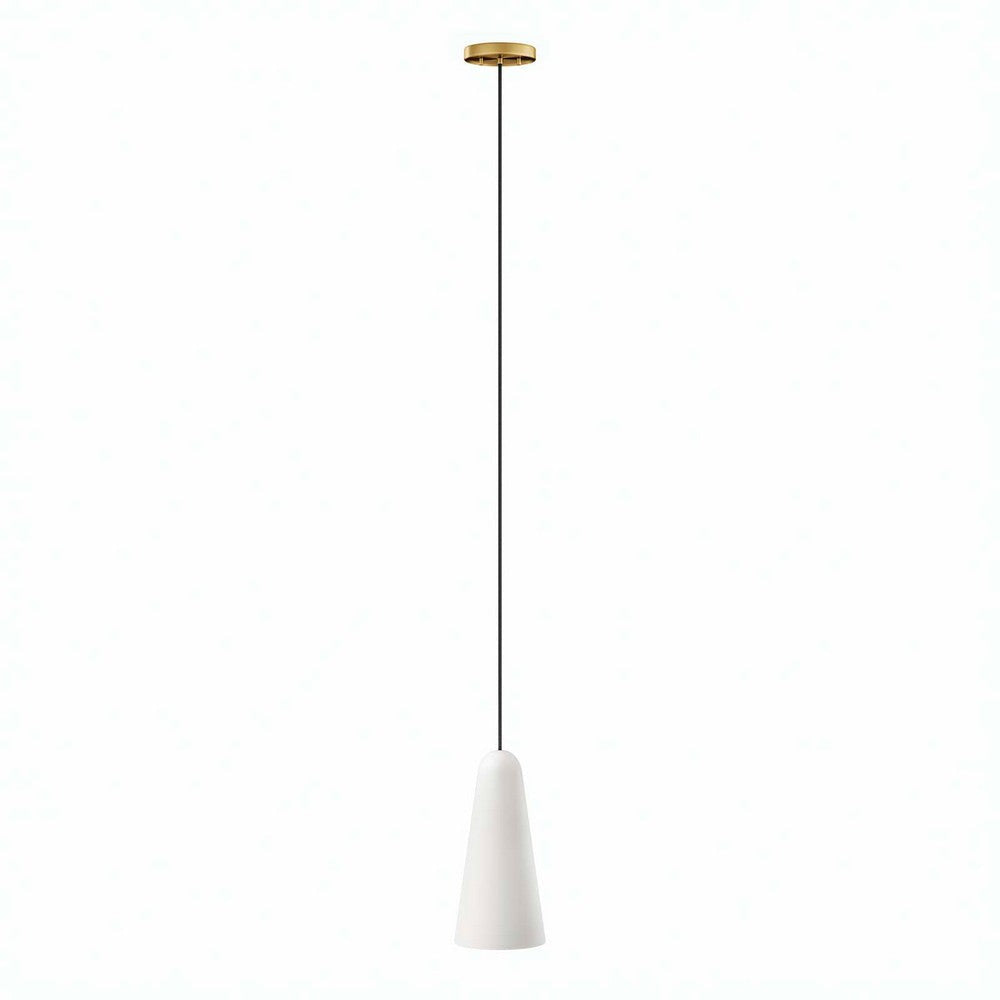 Beacon 1-Light Pendant Light in Opal Satin Brass