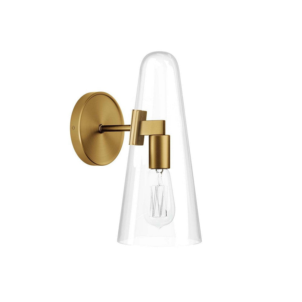 Beacon 1-Light Wall Sconce in Clear Satin Brass