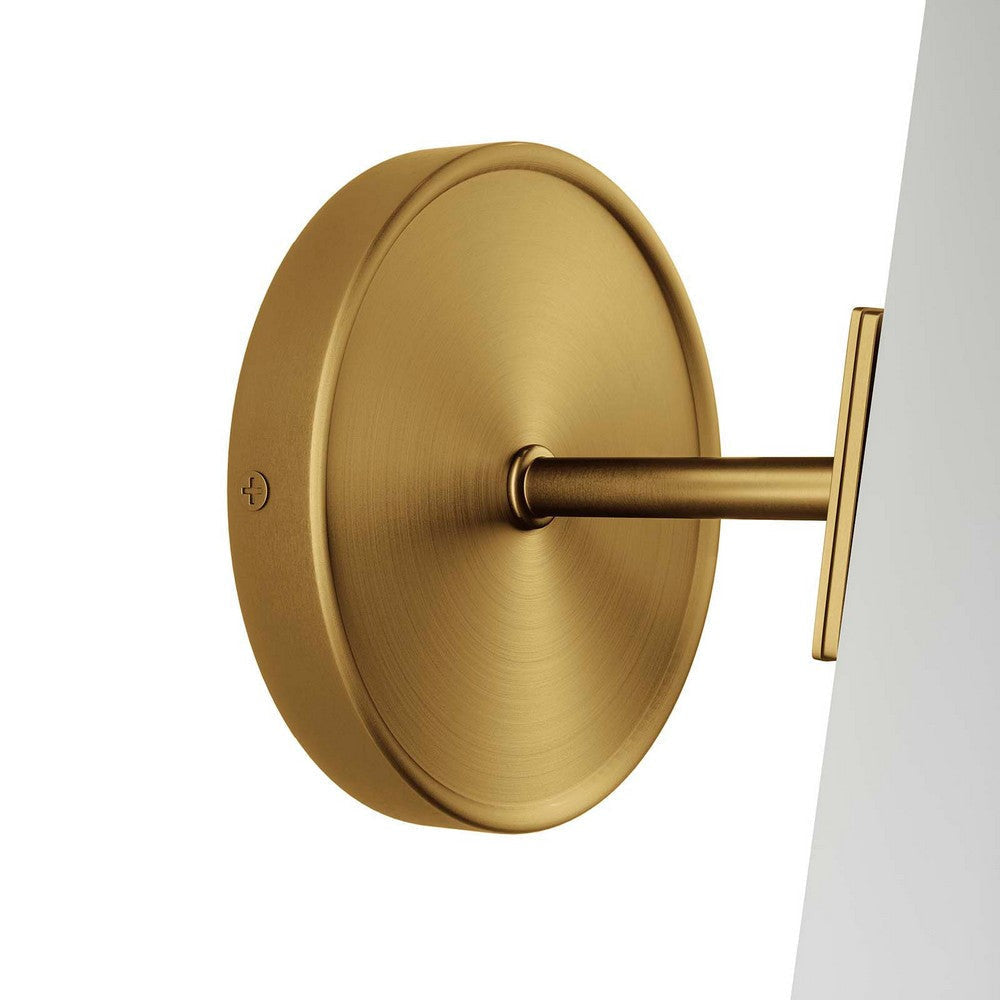 Modway Beacon 1-Light Wall Sconce in Opal Satin Brass,Brown 7.5 x 5 x 11.5 MDY-EEI-5645-OPA-SBR