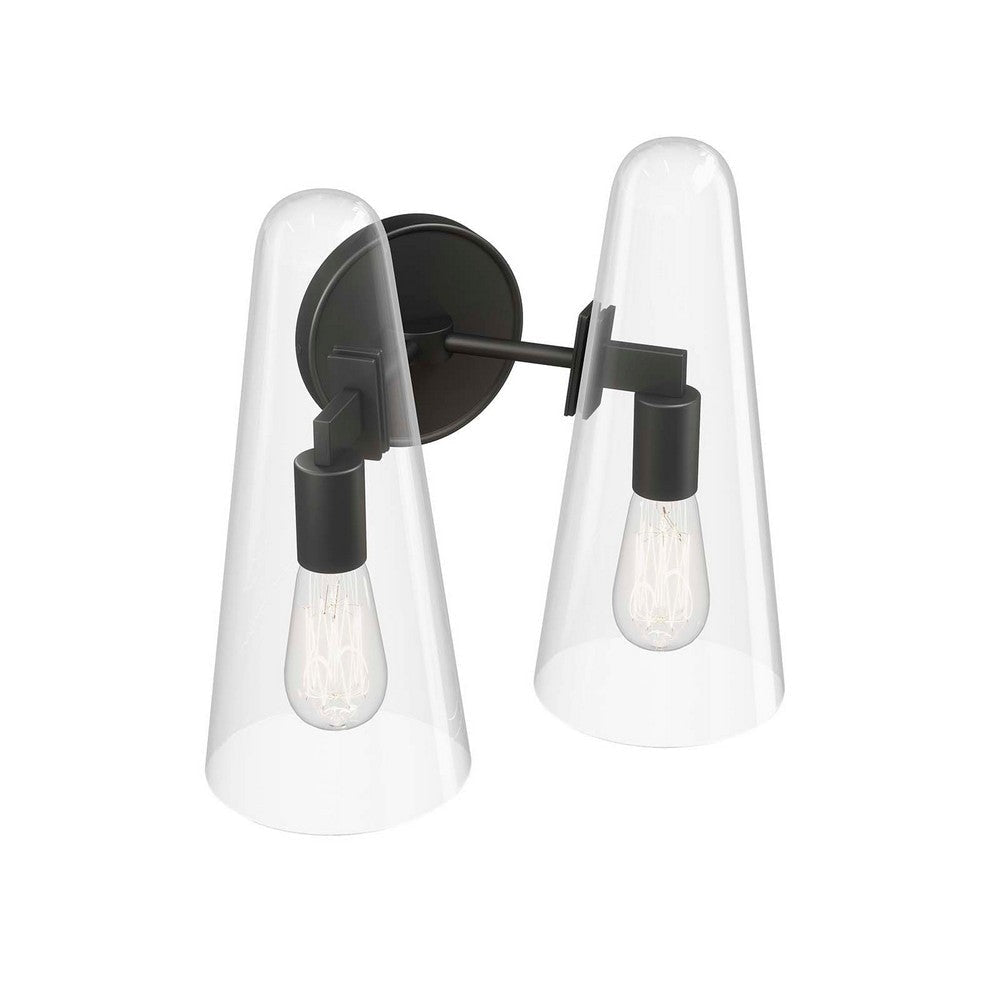 Beacon 2-Light Wall Sconce in Clear Black