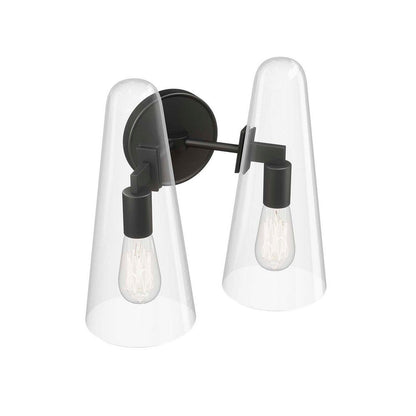 Beacon 2-Light Wall Sconce in Clear Black