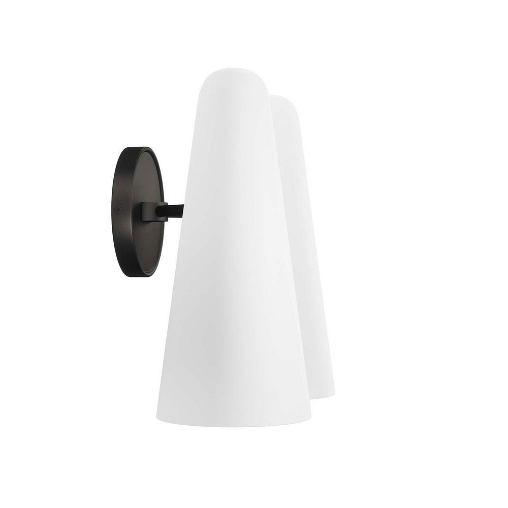 Modway Beacon 2-Light Wall Sconce in Opal Black 7 x 12 x 11.5 MDY-EEI-5646-OPA-BLK