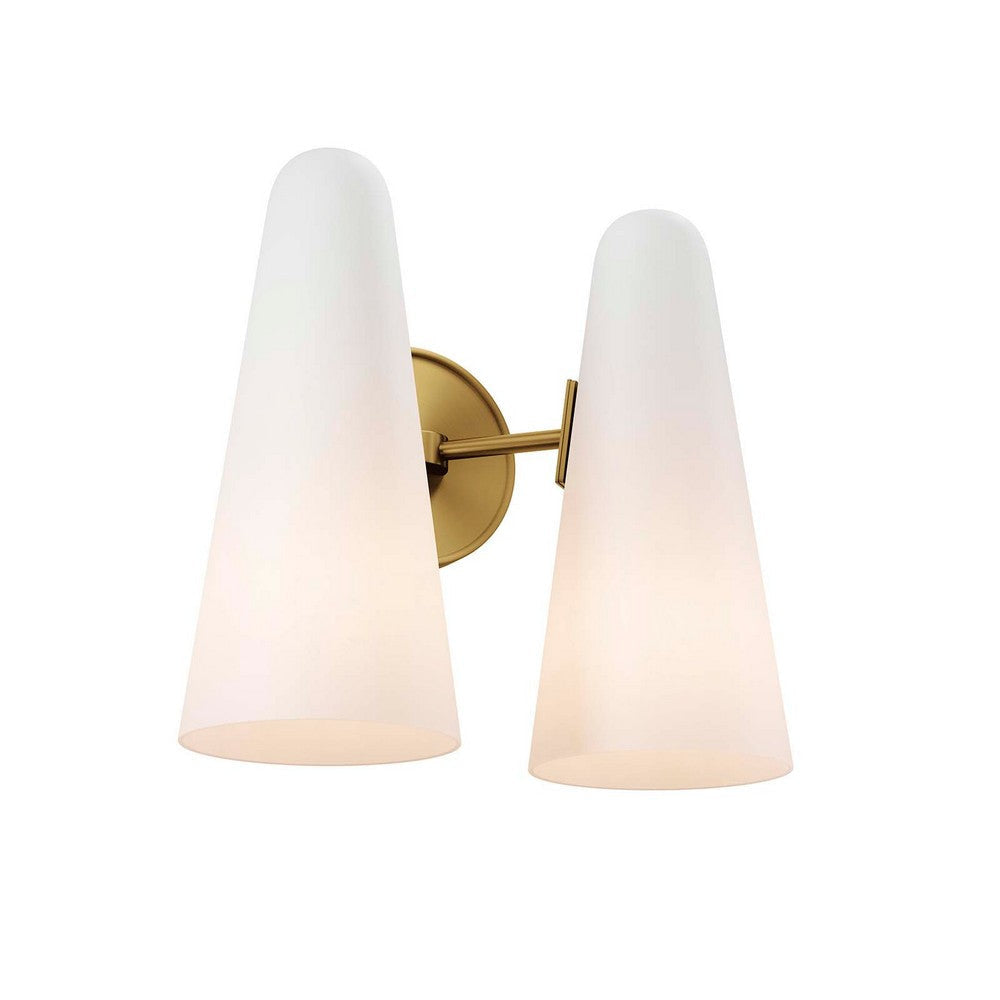 Beacon 2-Light Wall Sconce in Opal Satin Brass