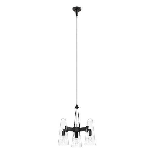 Modway Beacon 3-Light Pendant Light in Clear Black, 20.5 x 20.5 x 73