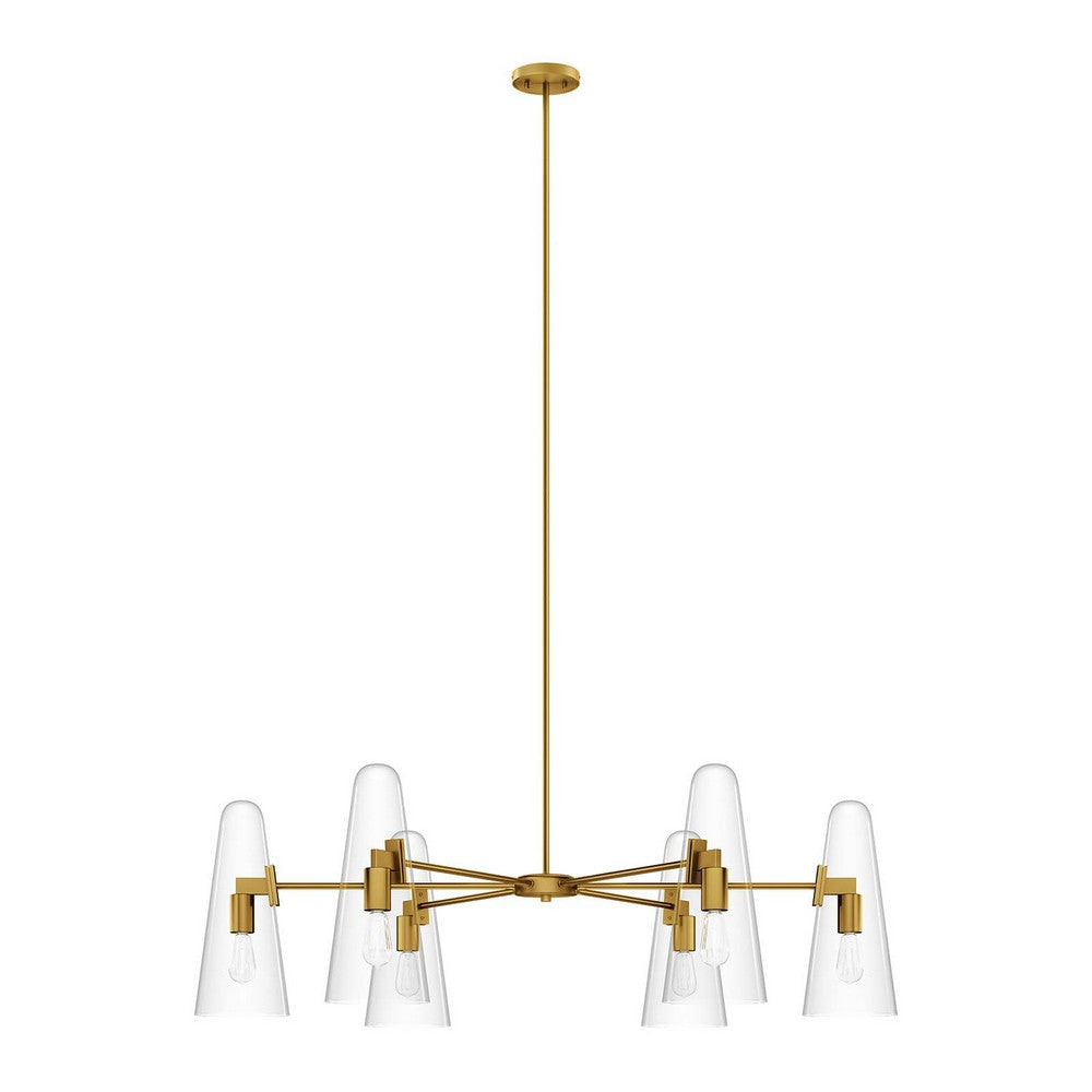 Beacon 6-Light Chandelier in Clear Satin Brass