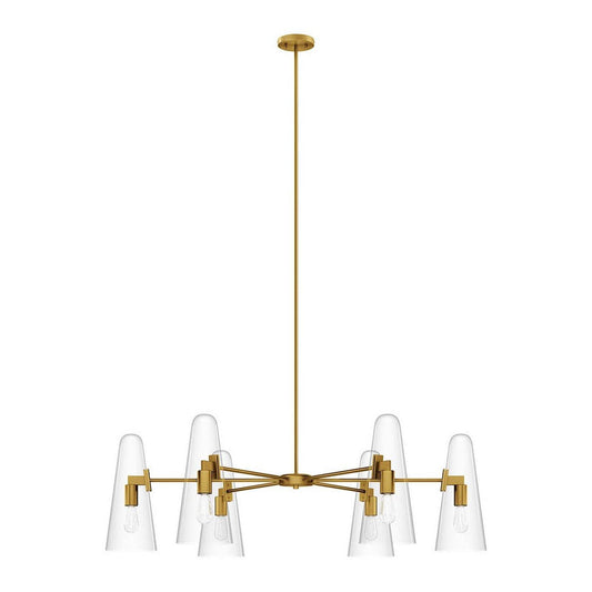 Beacon 6-Light Chandelier in Clear Satin Brass