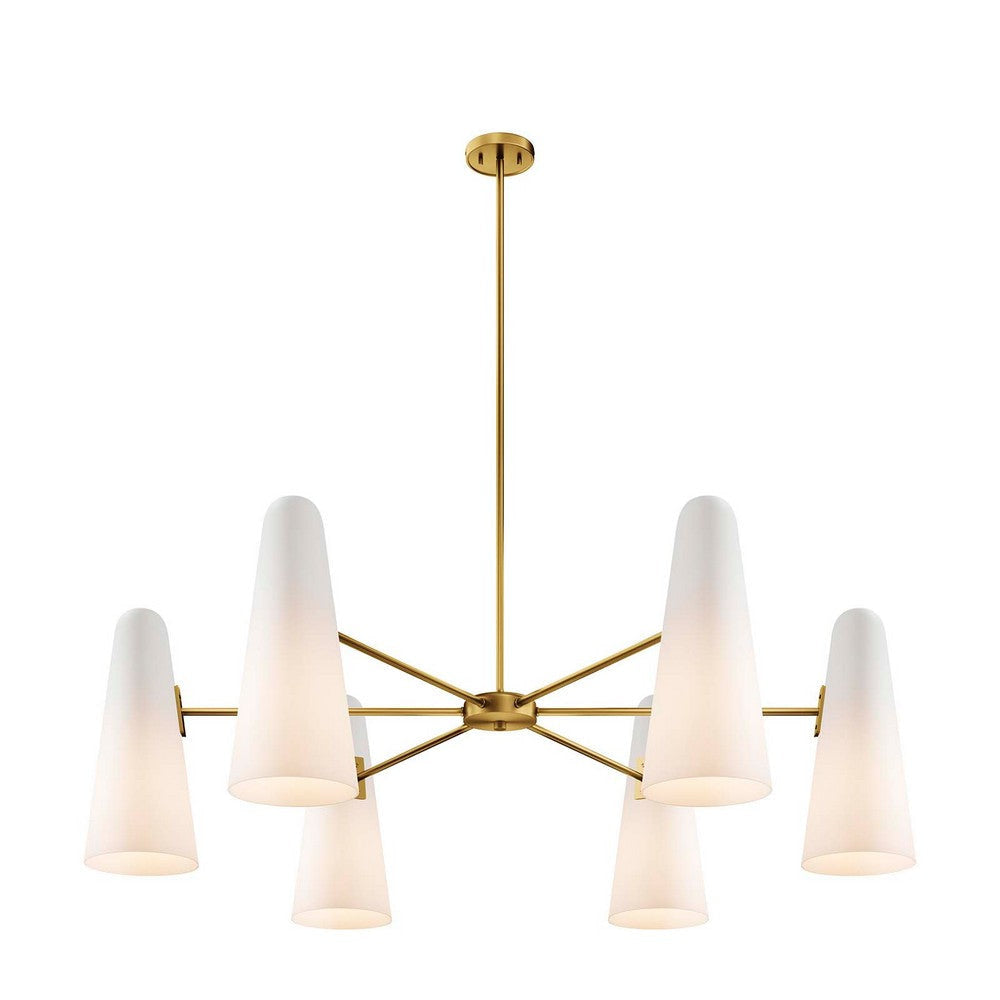 Beacon 6-Light Chandelier in Opal Satin Brass MDY-EEI-5648-OPA-SBR