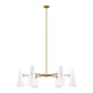 Beacon 6-Light Chandelier in Opal Satin Brass