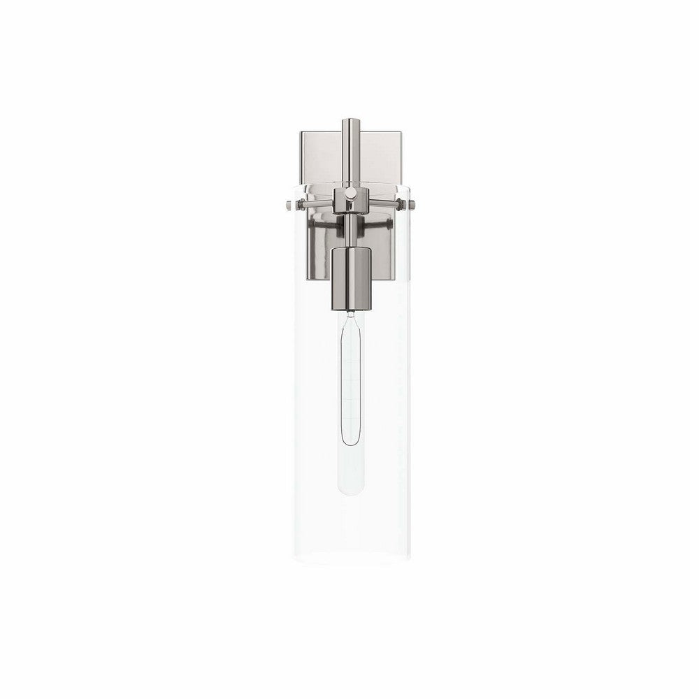 Modway Skylark Wall Sconce in Clear Polished Nickel, Silver, 5 x 8.5 x 17