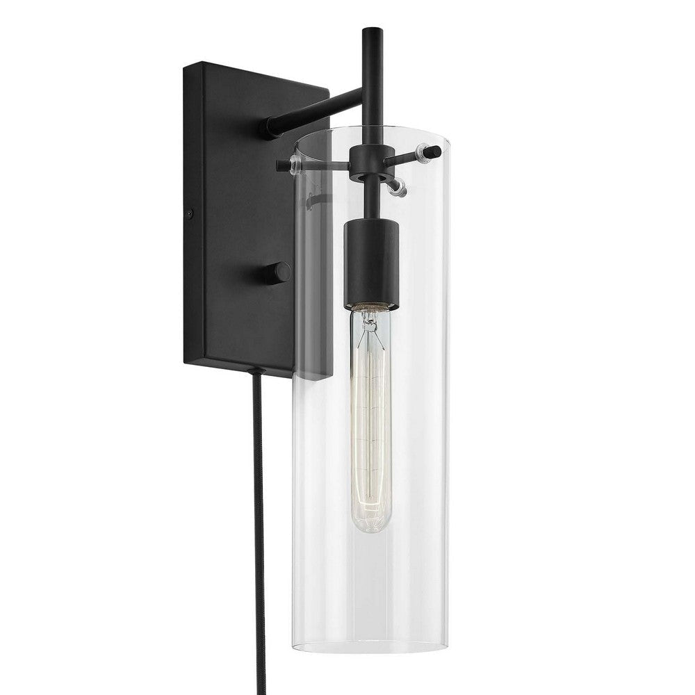 Modway Skylark Wall Sconce in Clear Black 5 x 8.5 x 17 MDY-EEI-5650-CLR-BLK