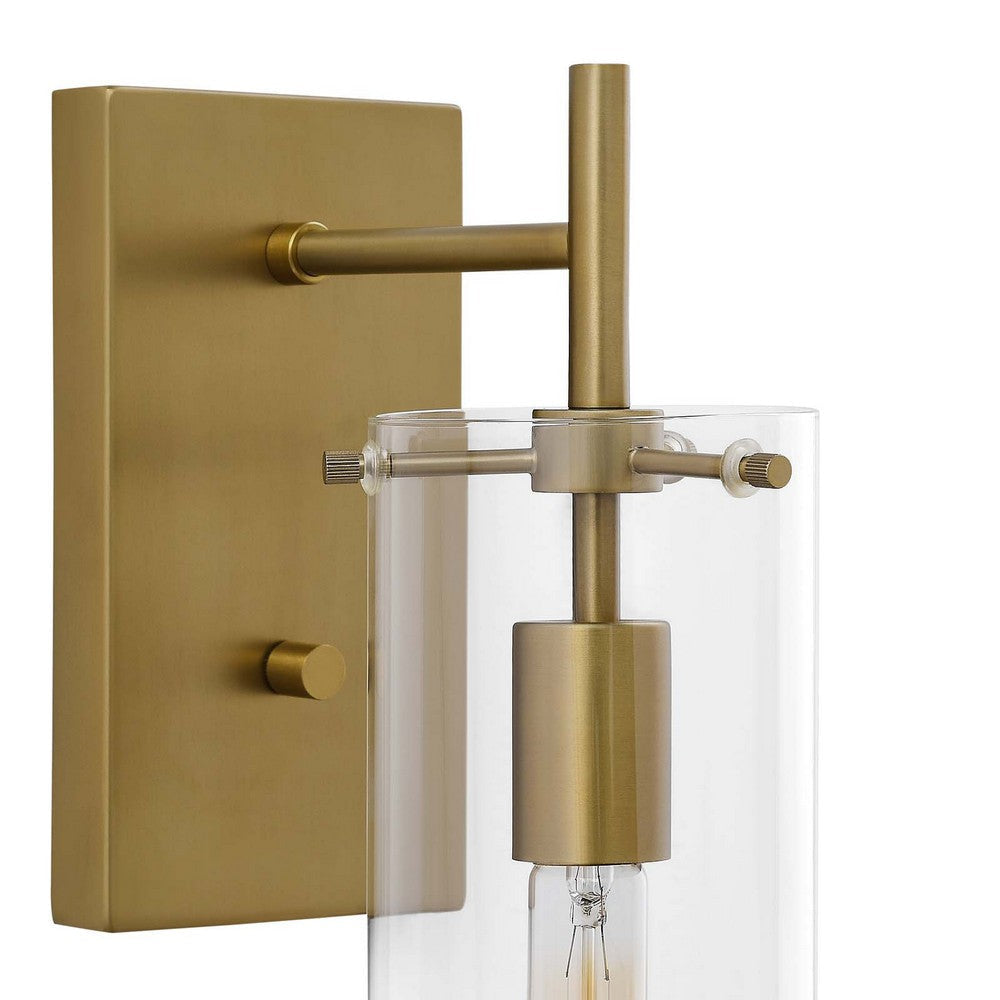 Modway Skylark Wall Sconce in Clear Satin Brass Brown 5 x 8.5 x 17 MDY-EEI-5650-CLR-SBR