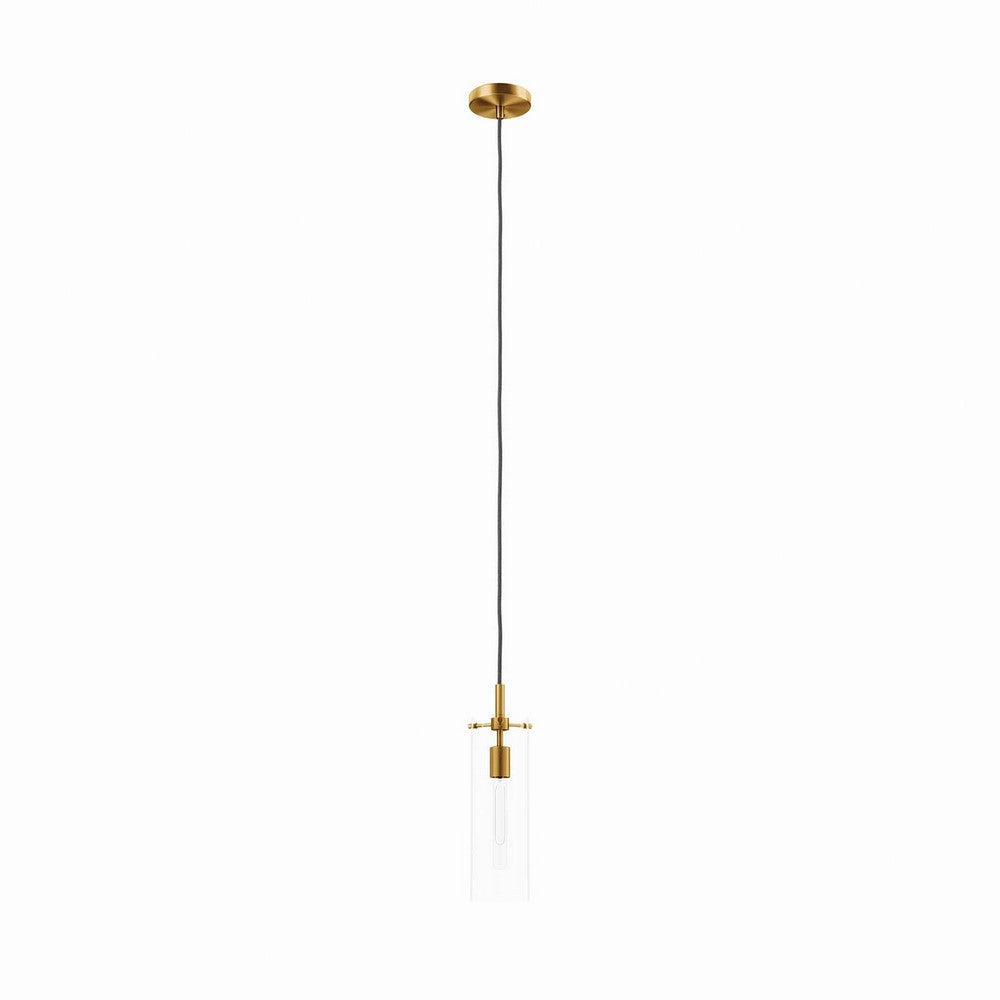 Modway Skylark Pendant Light in Clear Satin Brass