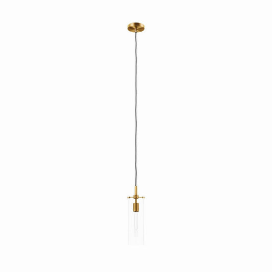 Modway Skylark Pendant Light in Clear Satin Brass