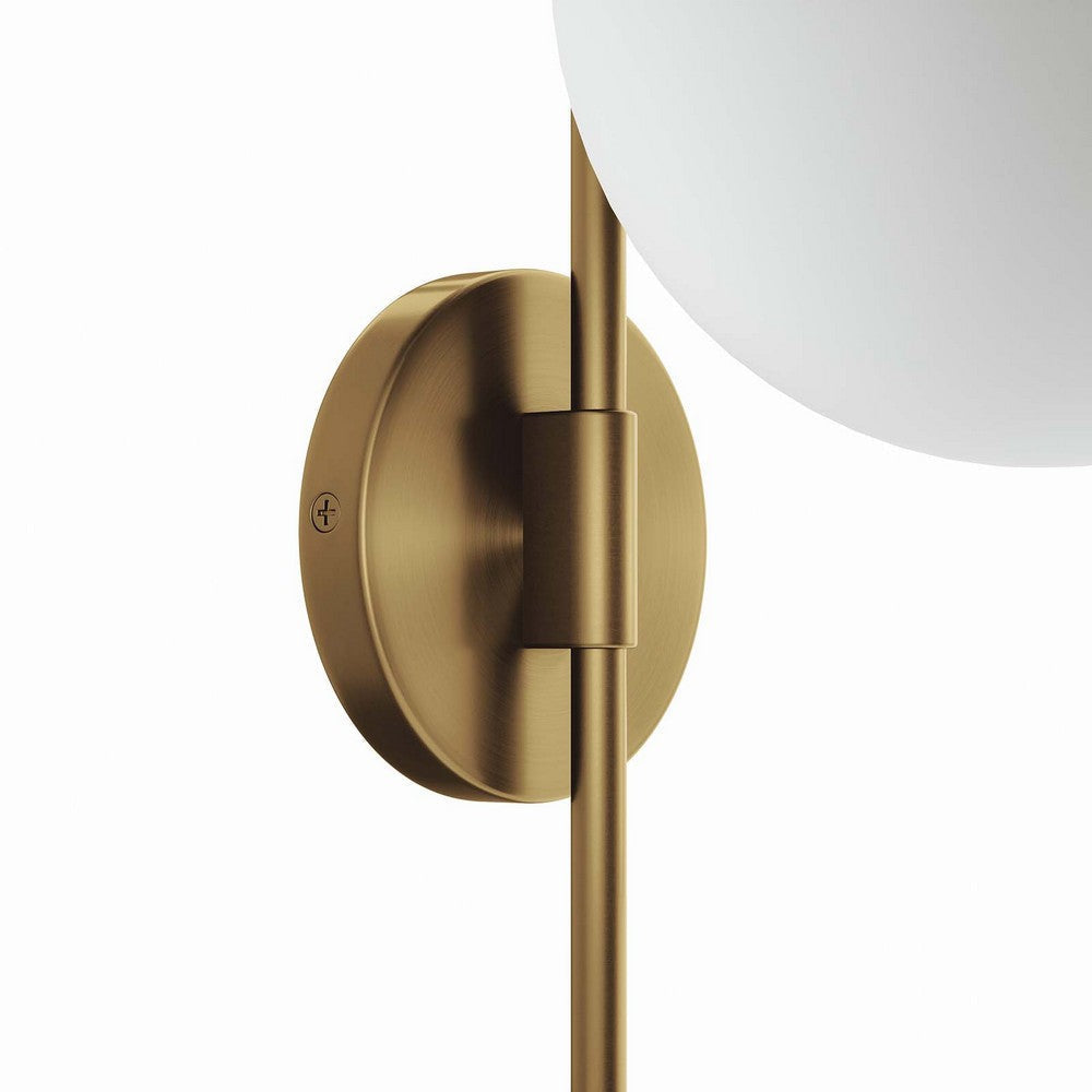 Modway Stellar 1-Light Wall Sconce in Opal Satin Brass MDY-EEI-5654-OPA-SBR