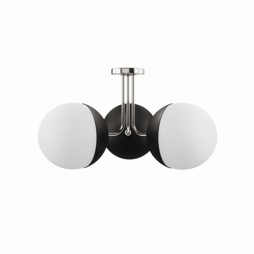 Modway Stellar 3-Light Semi-Flush Ceiling Light in Opal Polished Nickel