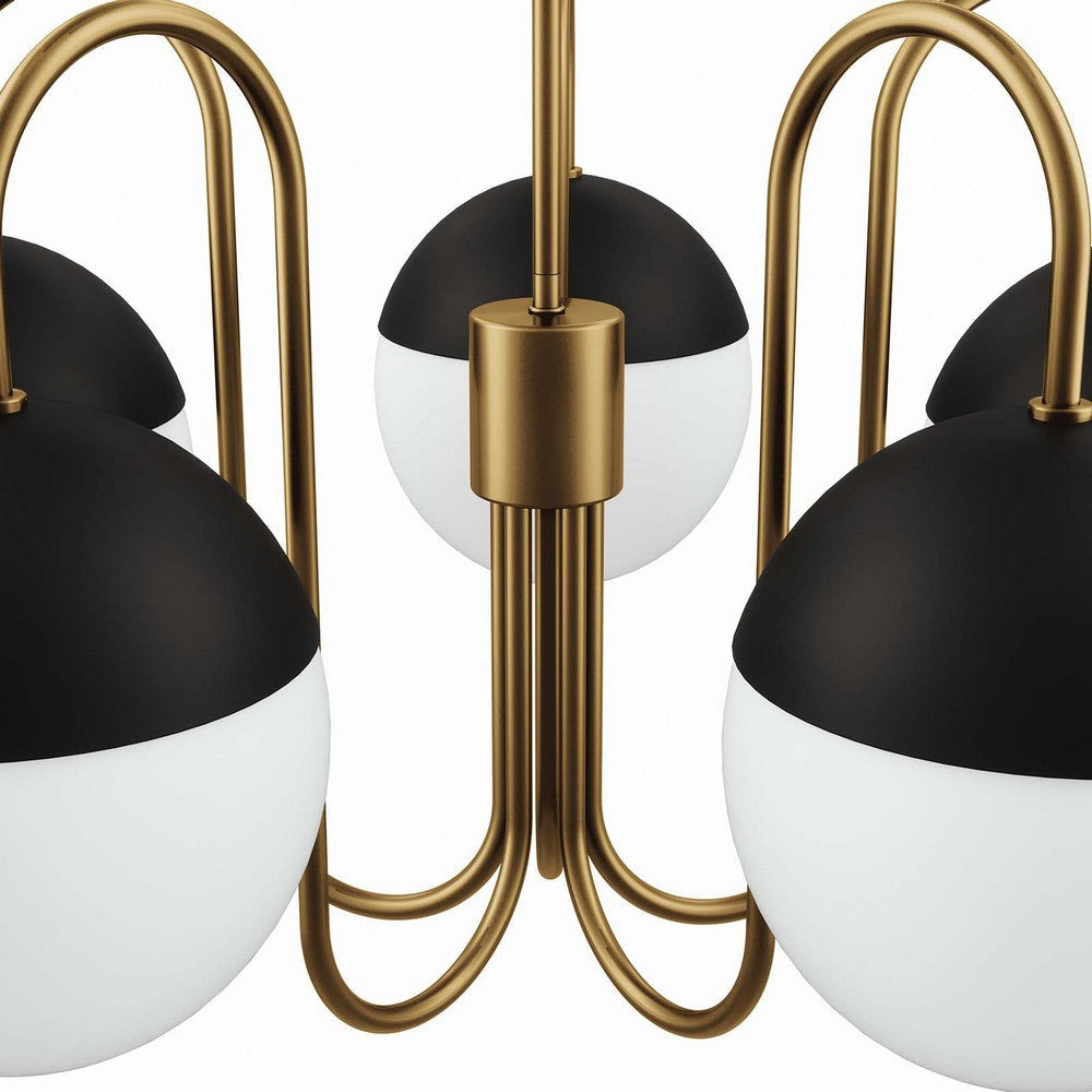 Modway Stellar 5-Light Chandelier in Opal Satin Brass