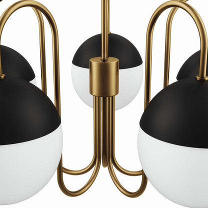 Modway Stellar 5-Light Chandelier in Opal Satin Brass