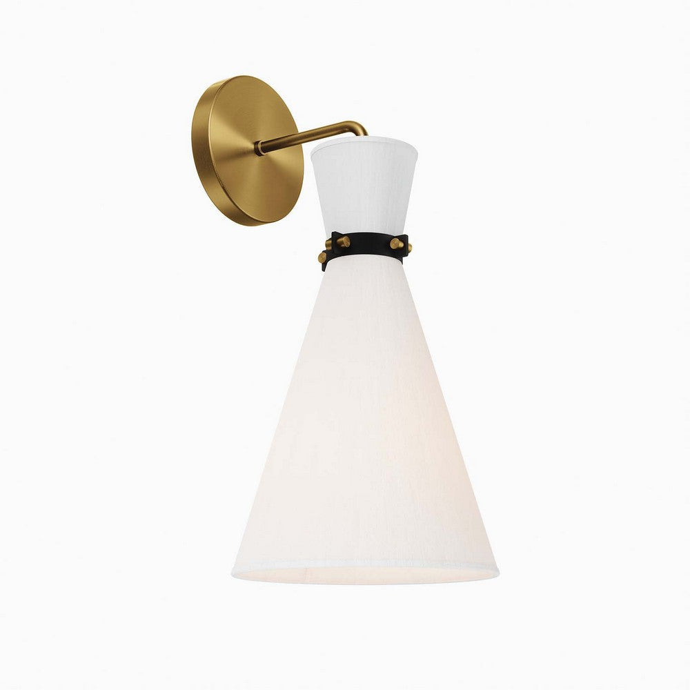 Modway Starlight 1-Light Wall Sconce in White Satin Brass