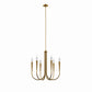 Modway Penrose 6-Light Chandelier in Satin Brass, Brown, 25 x 25 x 72