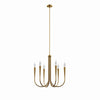 Modway Penrose 6-Light Chandelier in Satin Brass, Brown, 25 x 25 x 72