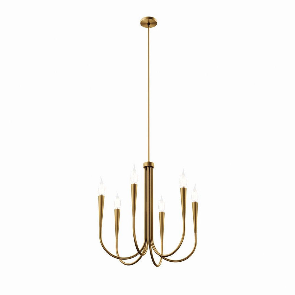 Modway Penrose 6-Light Chandelier in Satin Brass Brown 25 x 25 x 72 MDY-EEI-5661-SBR