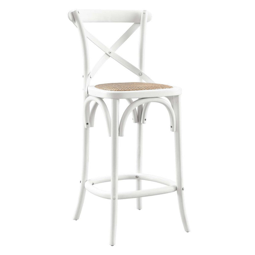 Modway Gear X-Back Wood Counter Stool in White