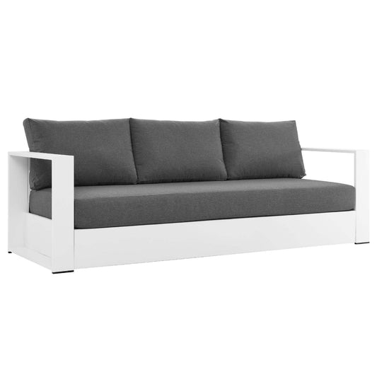 Modway Tahoe Outdoor Patio Powder-Coated Aluminum Sofa, White Charcoal