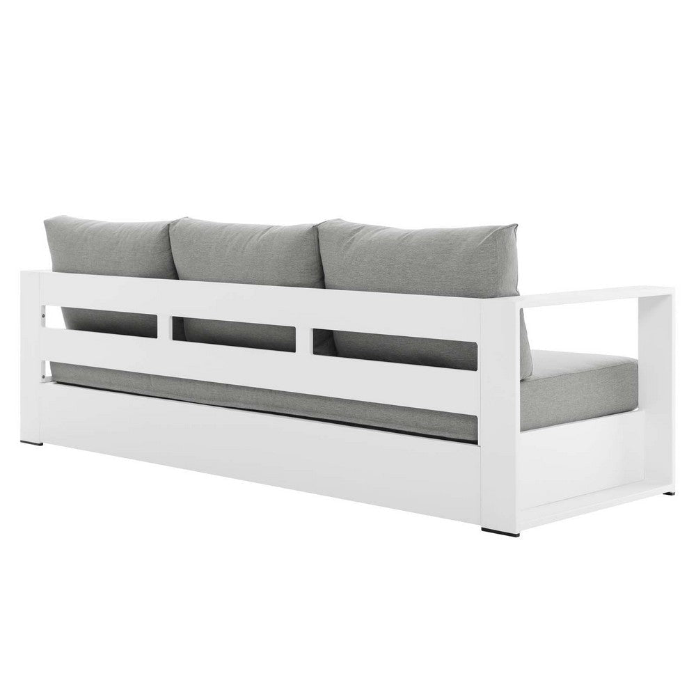 Modway Tahoe Outdoor Patio Powder-Coated Aluminum Sofa White Gray MDY-EEI-5676-WHI-GRY