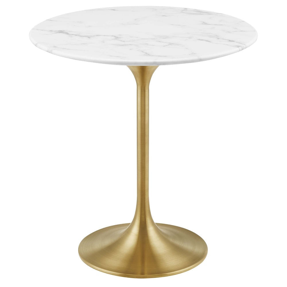 Lippa 20’’ Round Artificial Marble Side Table in Gold White MDY-EEI-5685-GLD-WHI