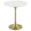 Lippa 20’’ Round Artificial Marble Side Table in Gold White MDY-EEI-5685-GLD-WHI