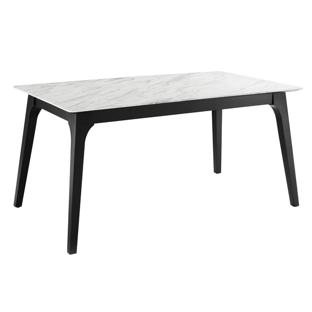 Modway EEI-5693-BLK-WHI Juxtapose 63" Rectangular Performance Artificial Marble Dining Table, Black White