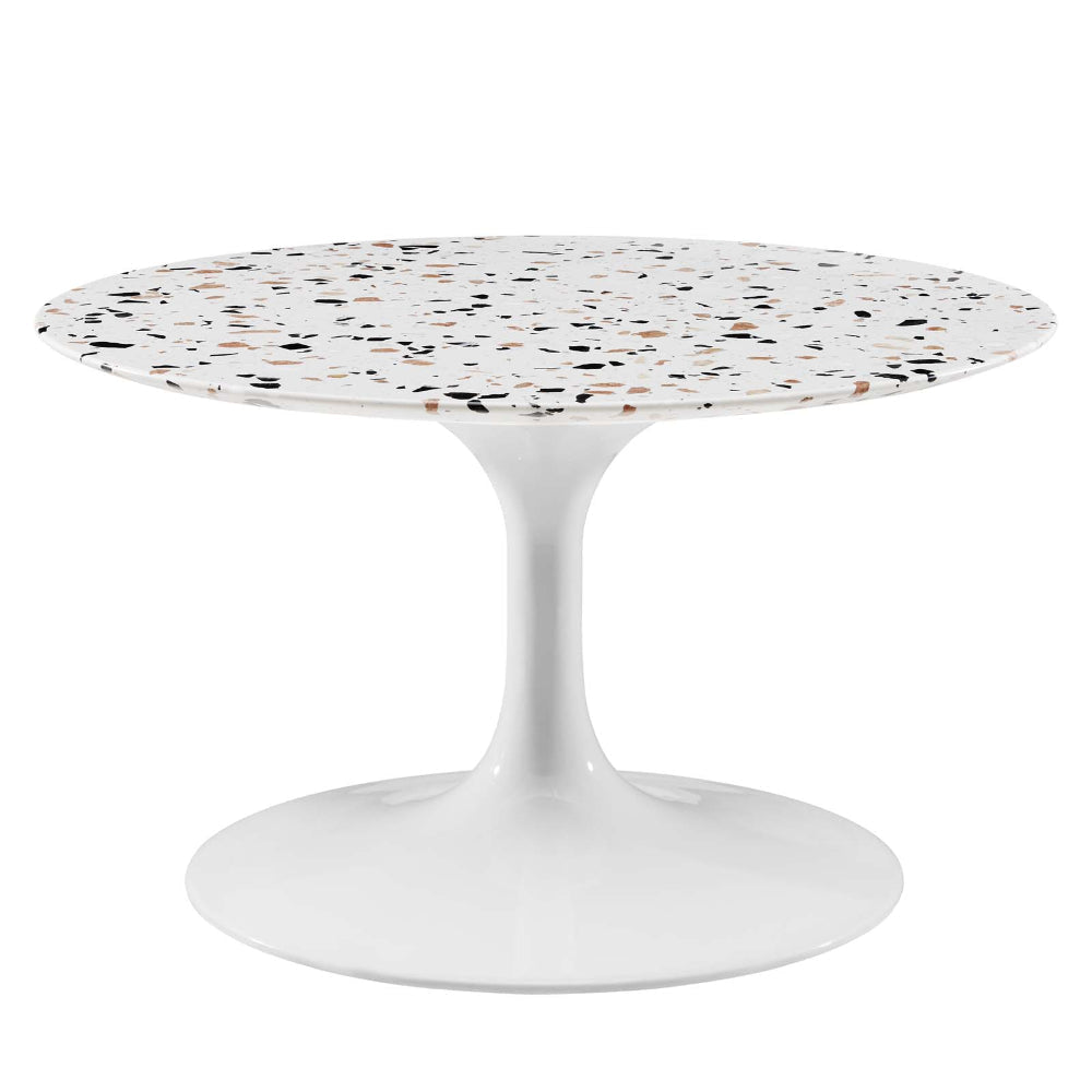 Modway Lippa Round 28" Terrazzo Coffee Table in White White