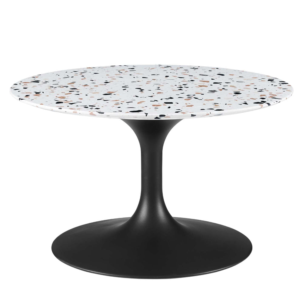 Modway Lippa Round 28" Terrazzo Coffee Table in Black White