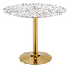 Modway Verne Round 36" Terrazzo Dining Table in Gold White