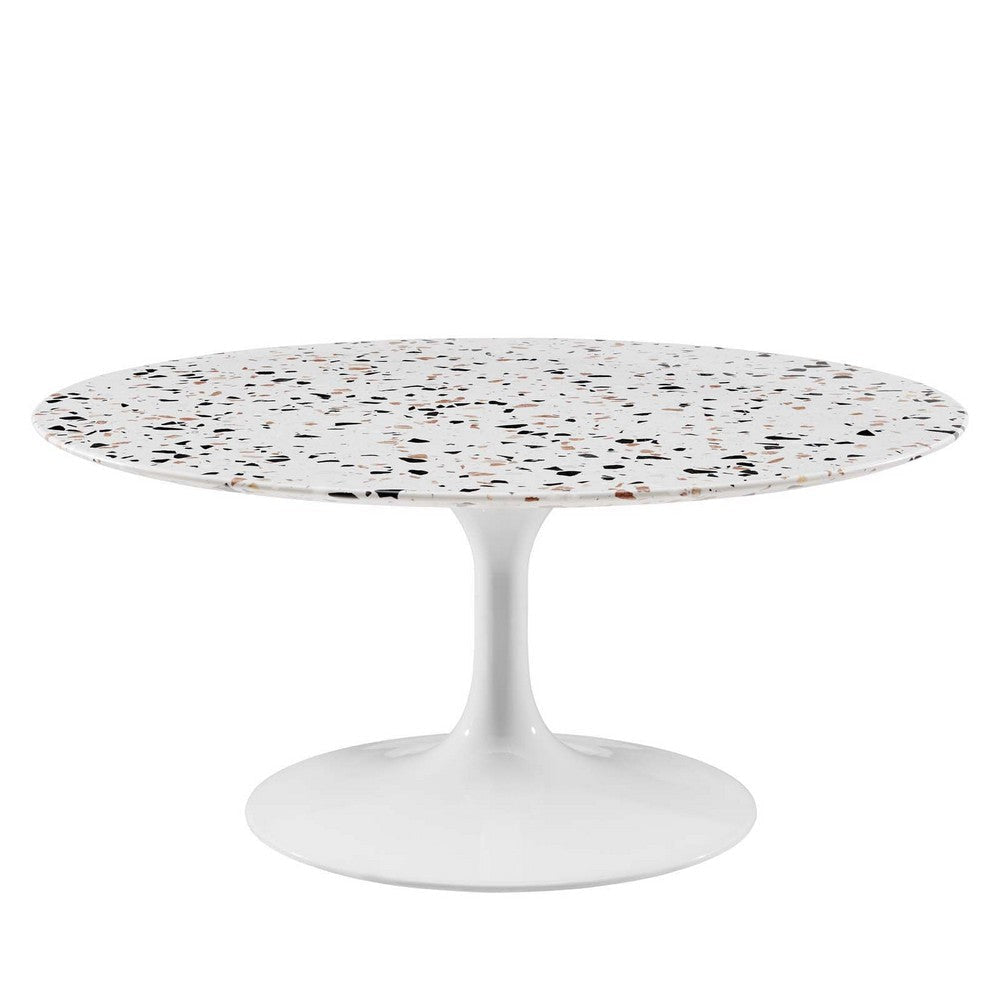 Modway Lippa Round 36" Terrazzo Coffee Table in White White