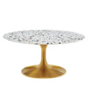 Modway Lippa Round 36" Terrazzo Coffee Table in Gold White